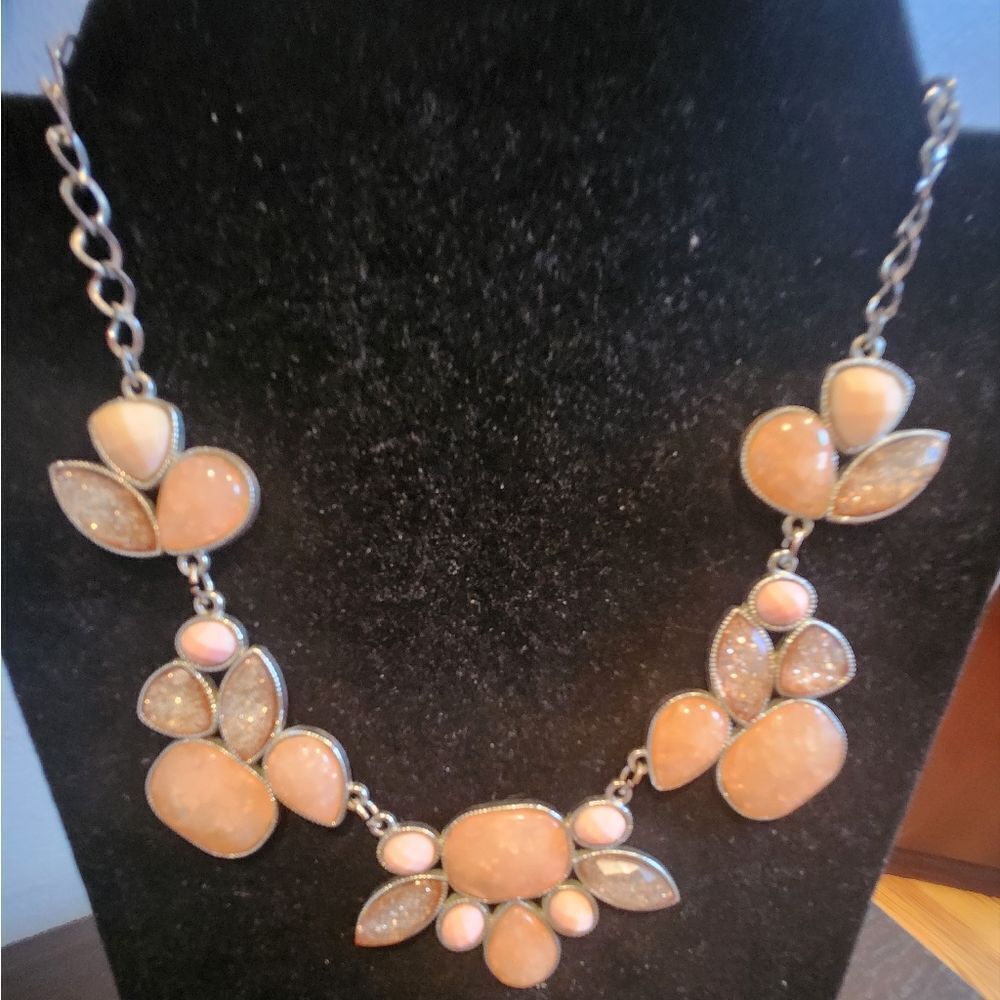 Elegant Peach and Silver Necklace